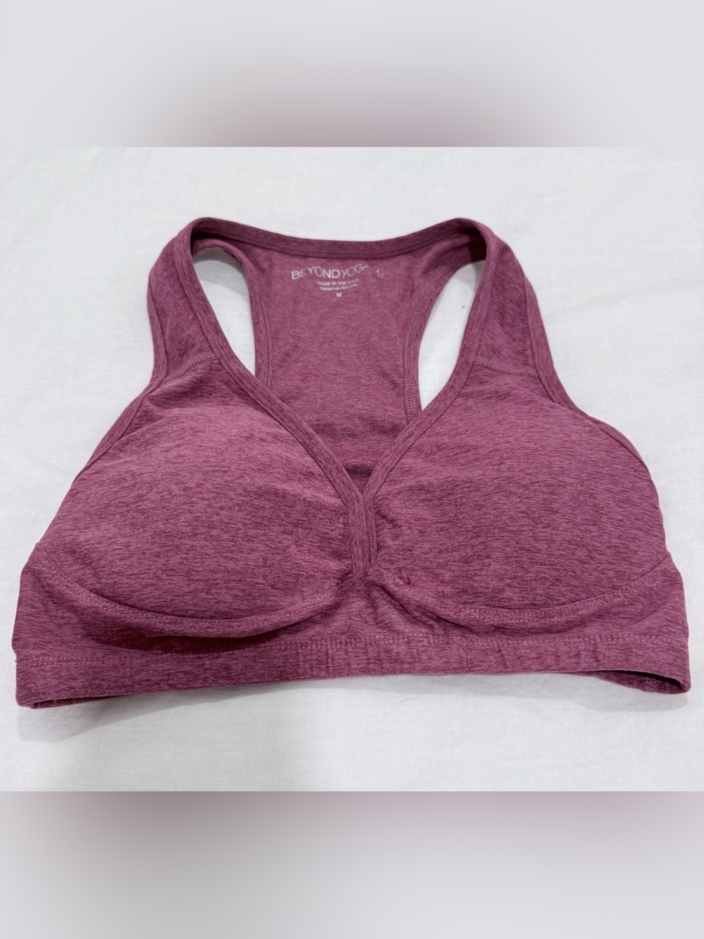 Beyond Yoga Heathered Plum Racerback Sports Bra